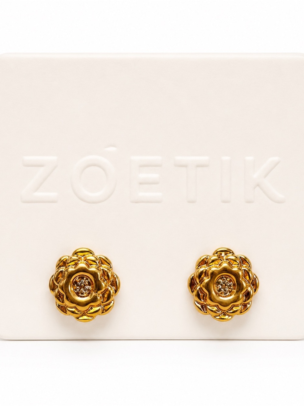Zoetik Gold Flower Stud Earrings Floral Fashion Jewelry New Card